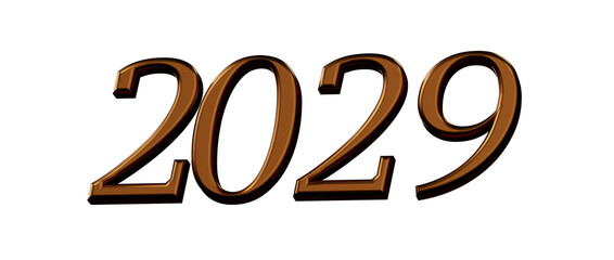 2029 year number in chrome style, suitable for calendars, events and New Year greetings. Isolated on © vegefox.com