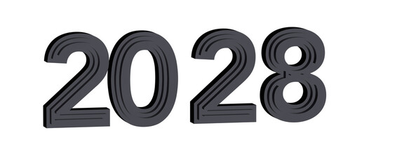 2028 text in a 3D design, isolated on white. Perfect for New Year greetings, business and © vegefox.com