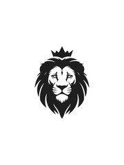 Obraz premium Majestic lion icon with crown emblem graphic design on black background