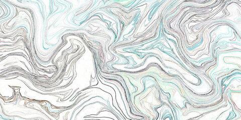 Abstract seamless vector design featuring blue floral ornaments and psychedelic water wave patterns for a decorative textile wallpaper backdrop. © Liza