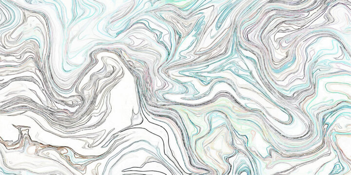 Abstract seamless vector design featuring blue floral ornaments and psychedelic water wave patterns for a decorative textile wallpaper backdrop.