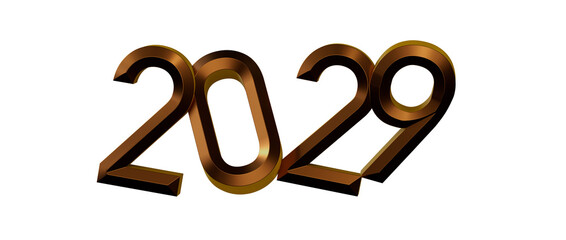 3D render of the year 2029 with bronze font. Perfect for new year greetings and concept. © vegefox.com