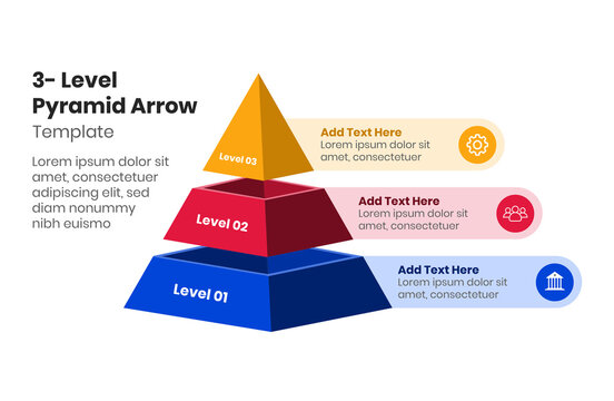 3-Level Pyramid Arrow Infographic Template for Business Strategy & Process Flow