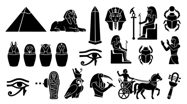 Egyptian Icons: Black and White Glyphs of Mythology and History