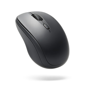 Dark Gray Wireless Computer Mouse Floating Transparent Background