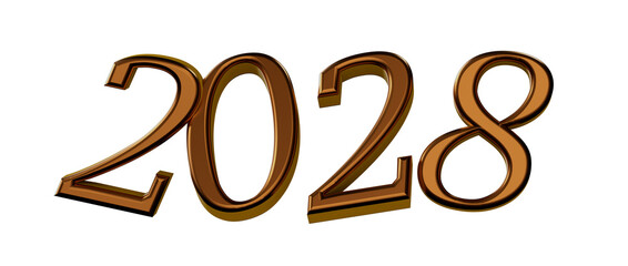 3D rendered golden 2028 text isolated on white background perfect for new year greetings © vegefox.com
