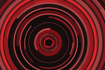 Fototapeta premium Concentric red and black circular ribbons with dashed lines abstract background