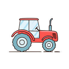 Obraz premium Cartoon Red Tractor Vehicle For Farm Work And Agriculture