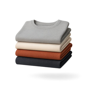 Stack of Folded Textured Sweaters on Transparent Background isolated f