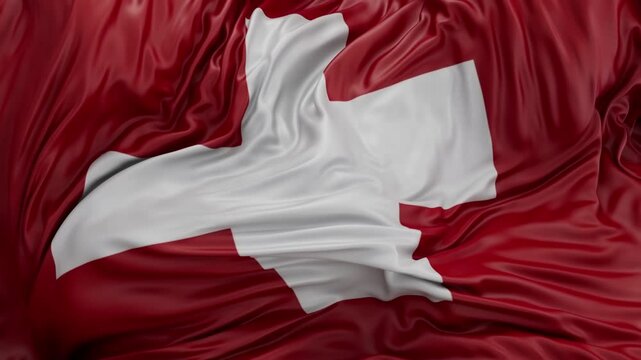 Swiss flag waving looping 3D animation Seamless slow motion Loop Switzerland flag