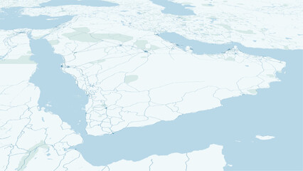 Obraz premium Modern minimalist vector map of the Arabian Peninsula. High-quality scalable illustration of Saudi Arabia, UAE, Oman, Yemen, and Qatar coastline for posters and design.