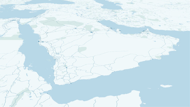Modern minimalist vector map of the Arabian Peninsula. High-quality scalable illustration of Saudi Arabia, UAE, Oman, Yemen, and Qatar coastline for posters and design.