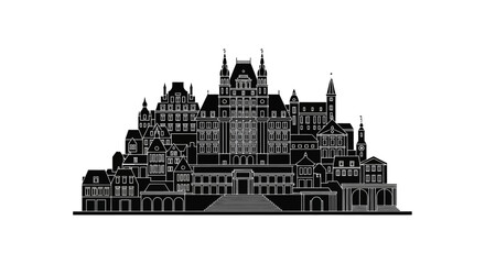 Obraz premium Chateau Frontenac silhouette icon isolated on white background