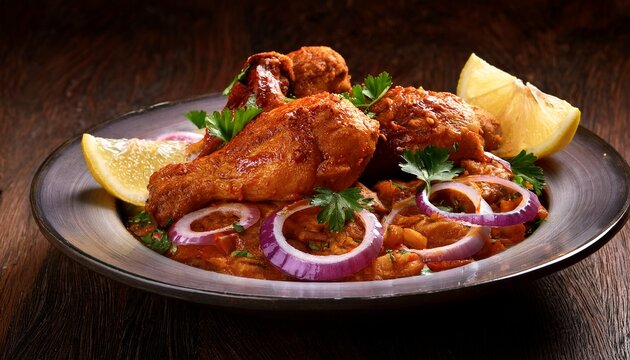 zesty yassa chicken with onions and lemon