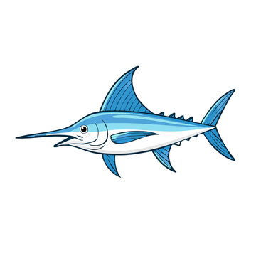 Blue Marlin Swordfish Ocean Marine Life Ocean Predator Illustration