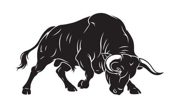 Bull silhouette, bull vector, strong animal illustration, bull design pack, charging bull black shape, angry bull graphic, bull horns silhouette, powerful bovine vector, bull head icon, bull fighting 