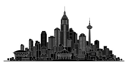 Obraz premium Calgary Skyline Silhouette Vector Illustration on White Background