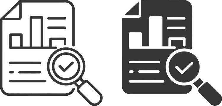 Magnifying glass over document icon analytics data audit research vector illustration
