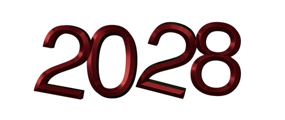 2028 in a stylish, metallic red font. Perfect for new year greetings and financial planni © vegefox.com