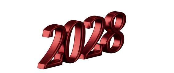 Bold red 2028 illustration isolated on white background. Perfect for new year greetings a © vegefox.com