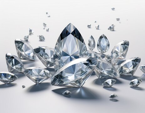marquise diamonds scatter composition 3d render isolated on white background gemstones jewelry diamonds marquise gem