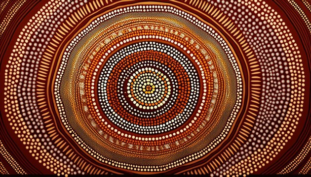 abstract circular pattern with brown and gold tones dot art aboriginal art dot art aboriginal art