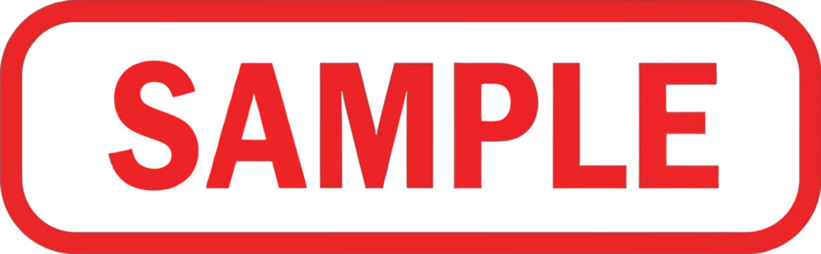 Red 'sample' stamp with rounded rectangle and red border