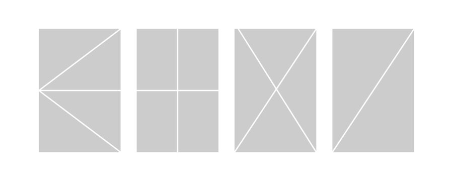 Set of comic 4 frame photo collage layout