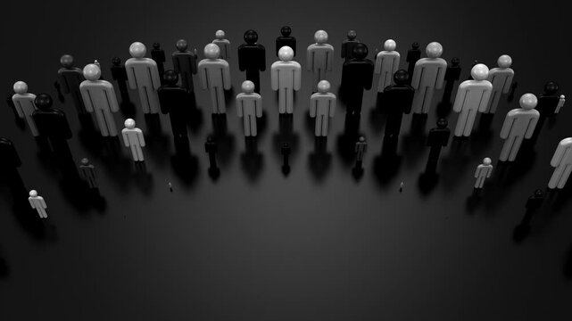 People Form a Wave. Abstract motion, 3d rendering, 4k resolution
