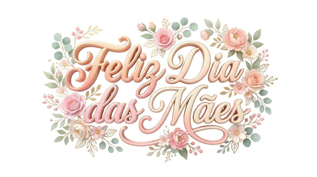 Feliz Dia das Maes Elegant Lettering Vector