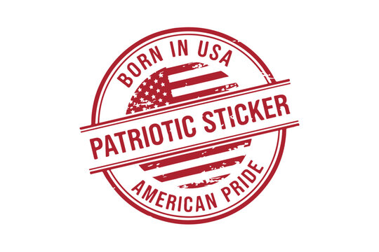 Patriotic emblem of United States with Born in USA lettering.