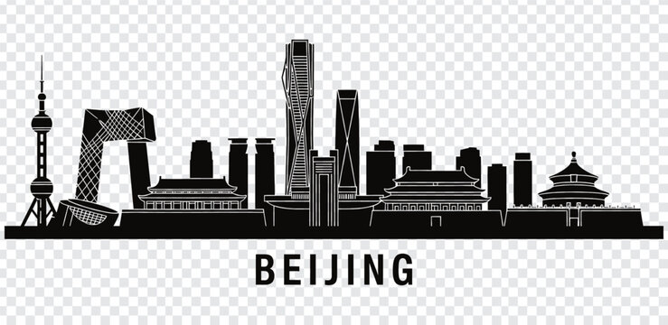 Beijing city skyline silhouette, china