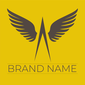 Abstract wing logo design with letter A modern golden emblem luxury brand identity vector