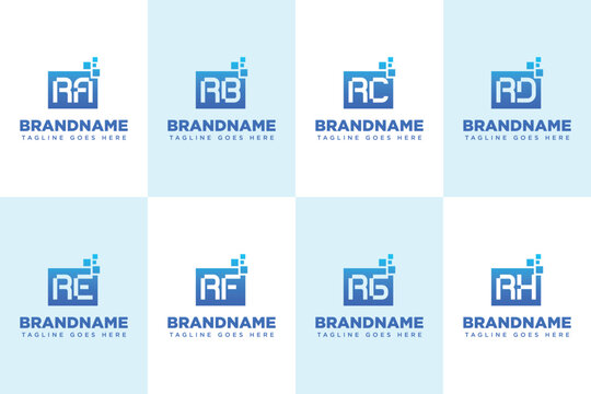 Letters RA RB RC RD RE RF RG RH Data Tech Logo, innovation, and digital solutions