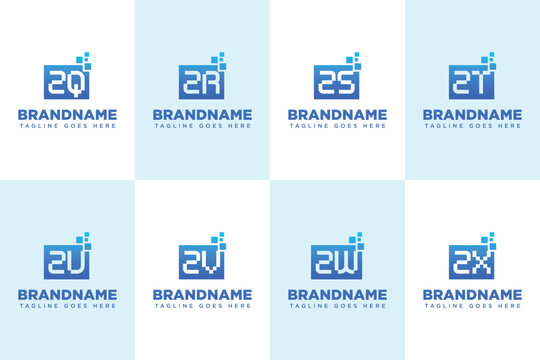 Letters ZQ ZR ZS ZT ZU ZV ZW ZX Data Tech Logo, innovation, and digital solutions