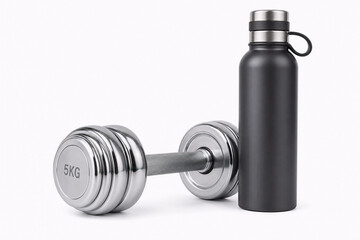 Obraz premium dumbbell on a white background, Fitness Equipment Minimal Lifestyle Setup, Healthy Living Gym Accessories Concept, Workout and Wellness Essentials