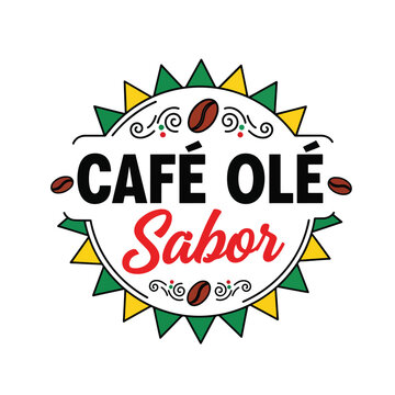 Cafe Ole Sabor coffee shop emblem logo design.