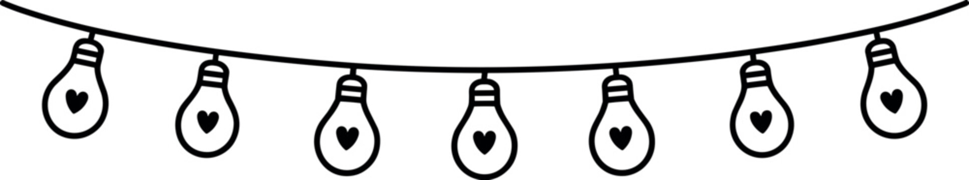 Minimalist string of black teardrop light bulbs hanging decoration