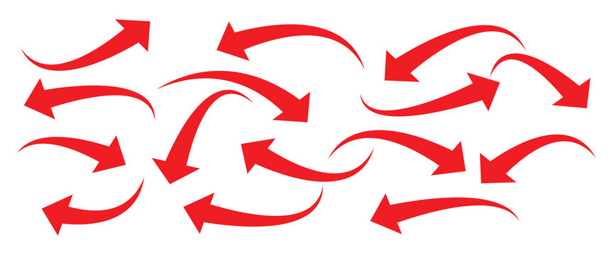 Arrow sign in flat style. Wind movement image, process repeat symbol, rotation. Vector illustration.  Curved arrow icons. curved arrows set. Arrow symbol collection.  EPS10.
