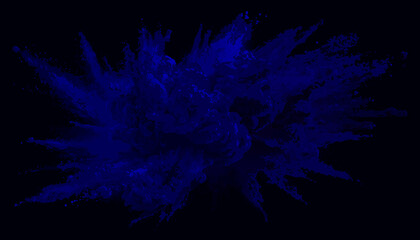 Obraz premium Deep blue paint explosion abstract background with dark sapphire tones.
