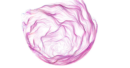 Obraz premium Close up of abstract swirling pink and purple lines forming a sphere on a white background.