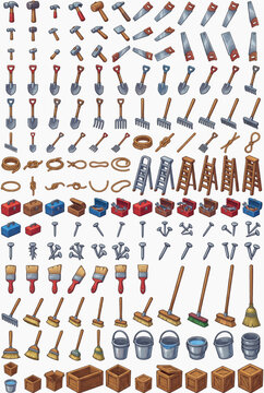 Collection of various construction tools