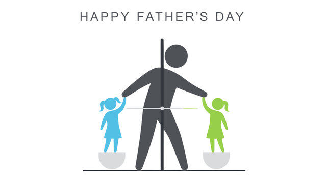 Father's Day Dedication: A minimalist illustration paying homage to fathers, showcasing the balance of paternal love and guidance in a symbolic representation of family and support.