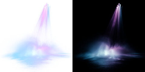 Naklejka premium Blue stage spotlight fog beam, transparent png overlay lighting effect