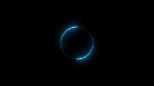 Neon light glowing circle frame background animation. Beautiful colorful neon circle frame loading icon. 4k video animation