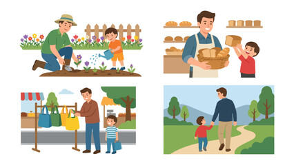Fototapeta premium Father and Son Activities Collage