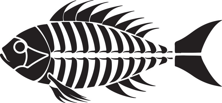 Fish bone skeleton silhouette vector illustration
