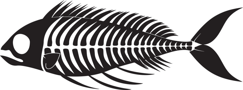 Fish bone skeleton  silhouette vector illustration