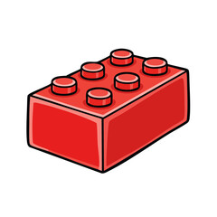 Fototapeta premium Red building block toy for children's construction and creative play