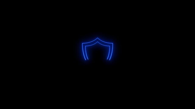 Glowing security frame with bright neon light with different tones on isolated safety and security icons.